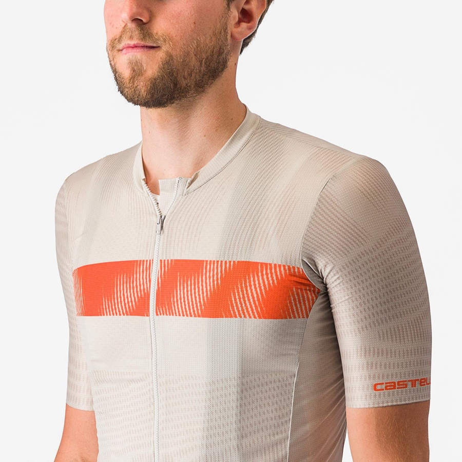 Castelli UNLIMITED ENDURANCE Men Jersey Silver / Orange Red | 50GICEFZH