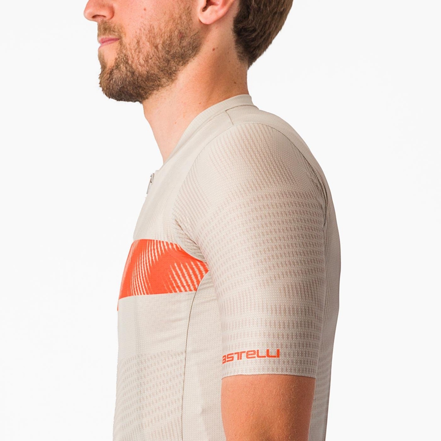 Castelli UNLIMITED ENDURANCE Men Jersey Silver / Orange Red | 50GICEFZH