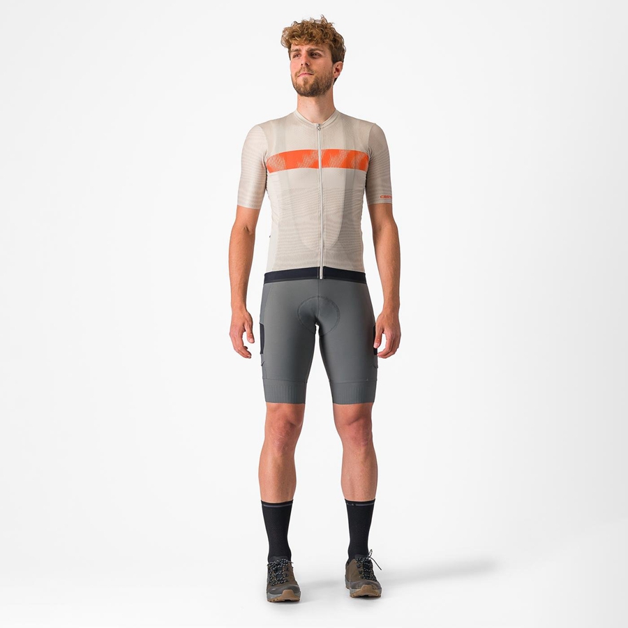 Castelli UNLIMITED ENDURANCE Men Jersey Silver / Orange Red | 50GICEFZH