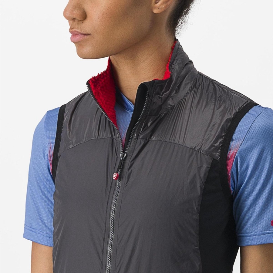 Castelli UNLIMITED W PUFFY Women Vest Dark Grey / Red | 28BXHGAIL