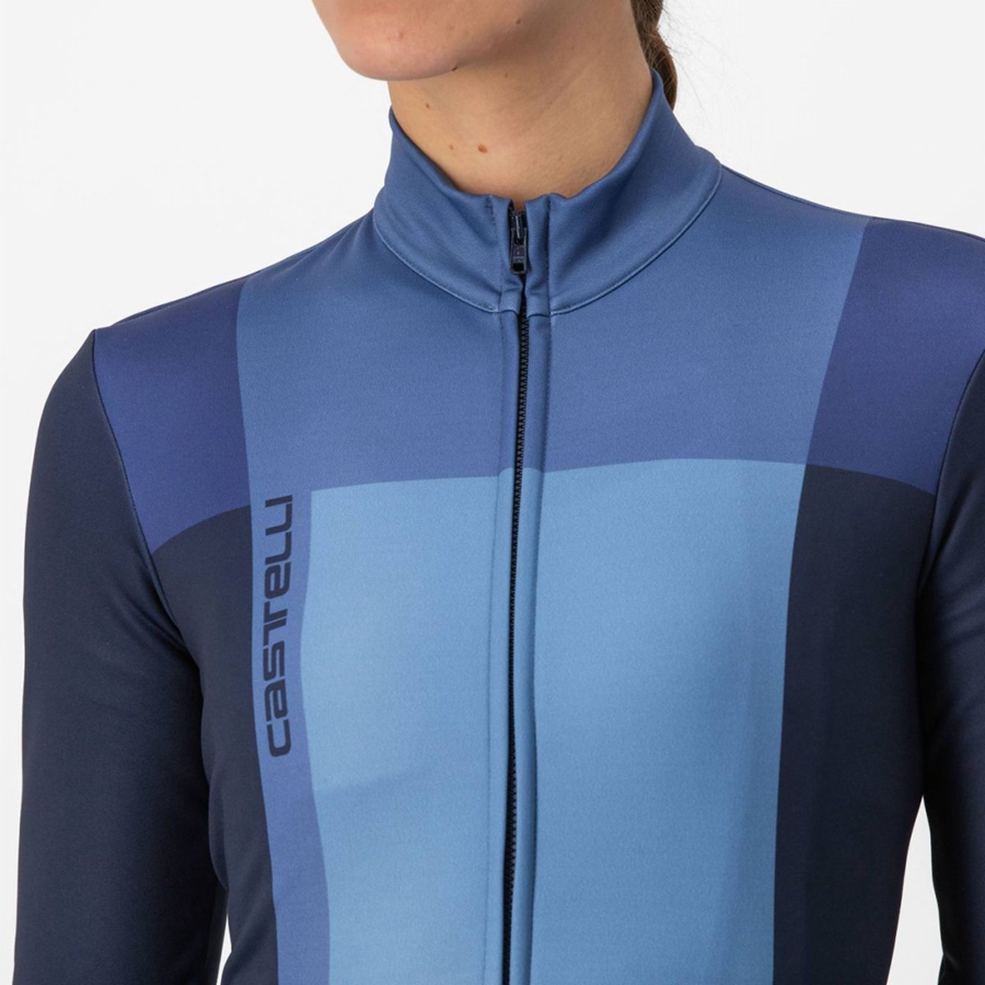 Castelli UNLIMITED W THERMAL Women Jersey Blue / Blue | 04KTVBFPD